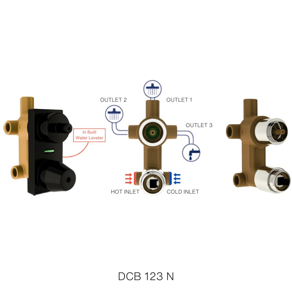 2 Inlet & 3 Outlet Concealed Body for High Flow Single Lever Mixer & Diverter